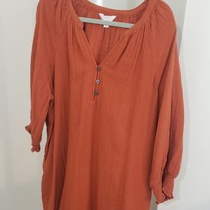 Burt Orange Double Clothwd 3/4 Sleeve Dress